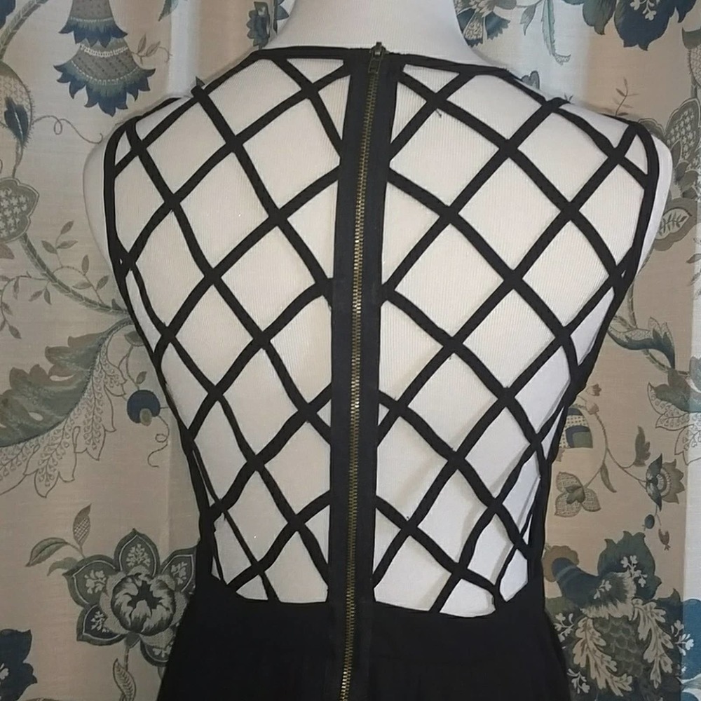 Monteau black high low lattice back dress size Med - Picture 4 of 6